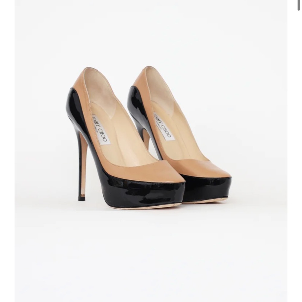 💅🏻💖Jimmy Choo Sepia Two Tone Nude & Black Patent Heels - Picture 3 of 13